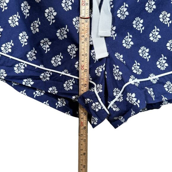 J.Crew Factory 100% Cotton Pajama Set Navy Floral Short Sleeve Button Down | M - Picture 8 of 12